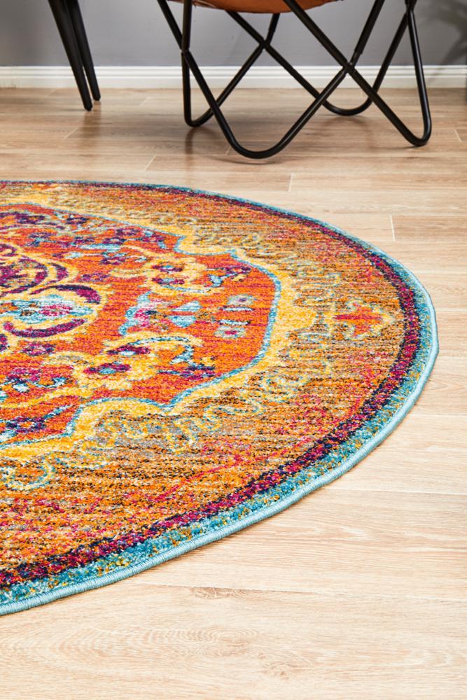 Radiance 422 Tangerine Round Rug