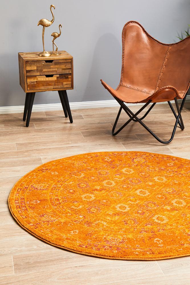 Radiance 444 Burnt Orange Round Rug