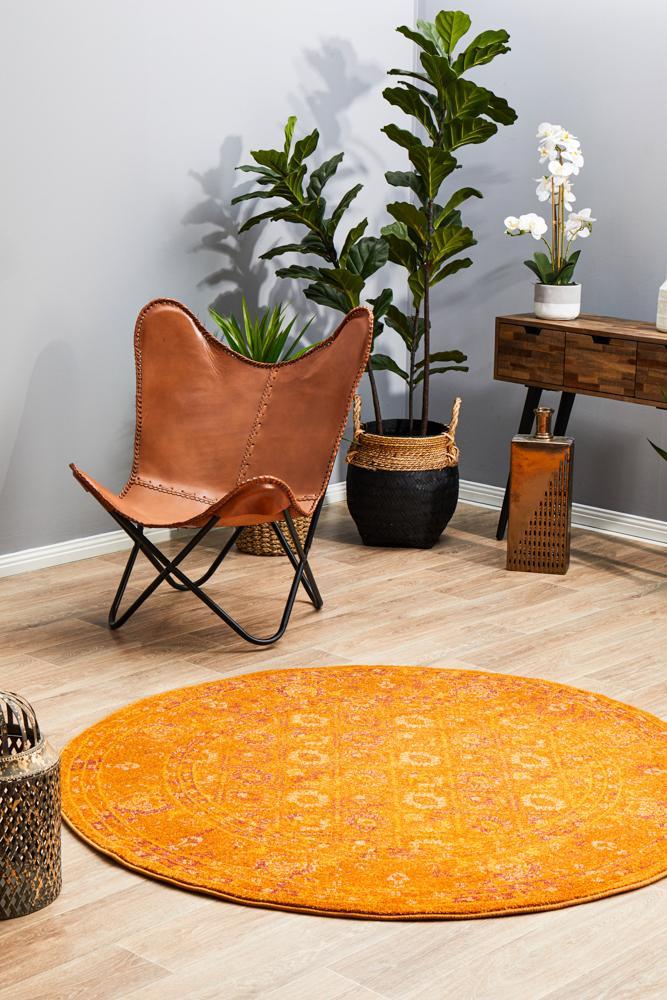 Radiance 444 Burnt Orange Round Rug