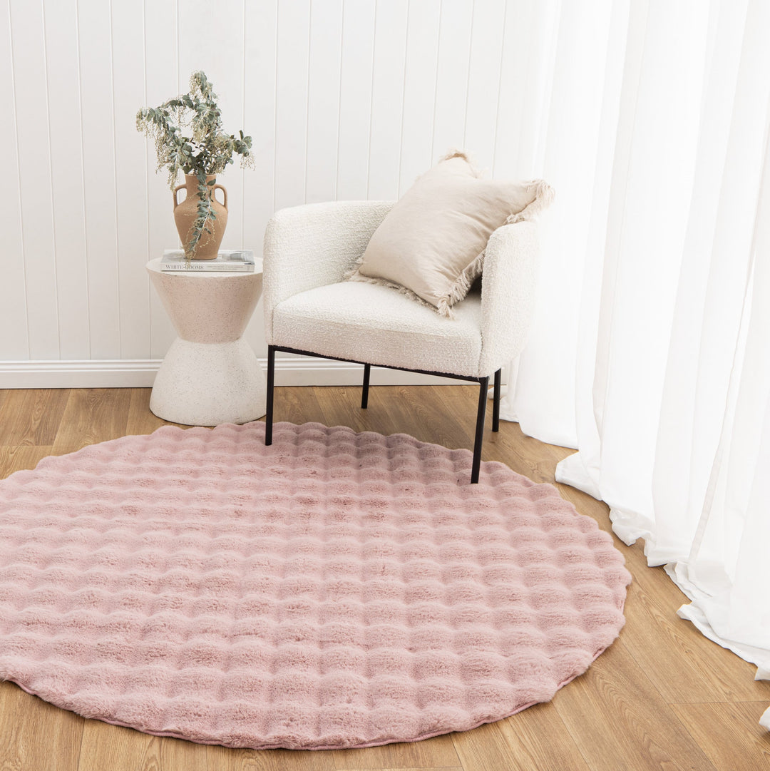 Purity Washable Round Rug Rose Pink