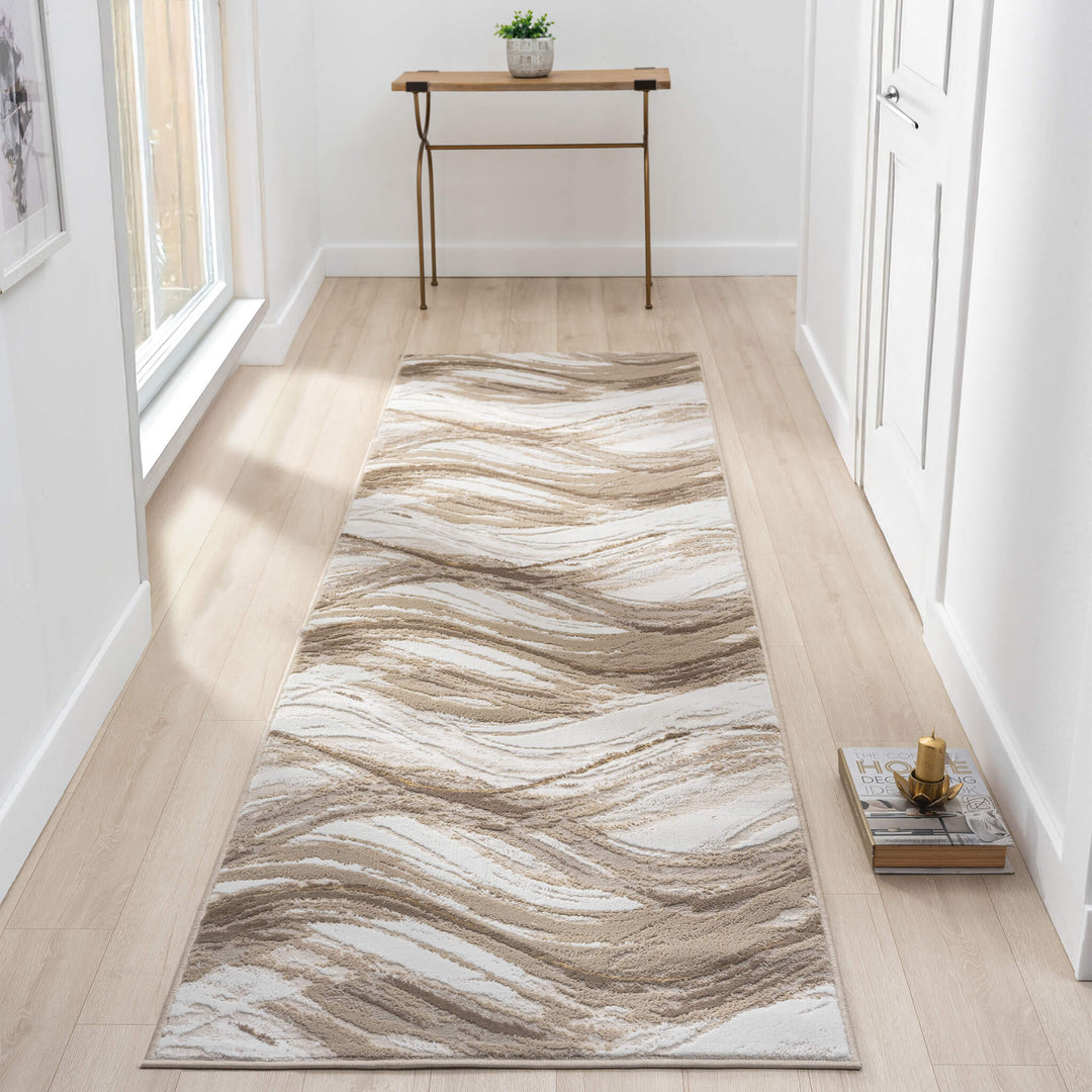 Aurelia Wave Gold Runner Rug