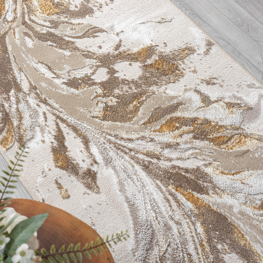 Aurelia Marbled Gold Runner Rug