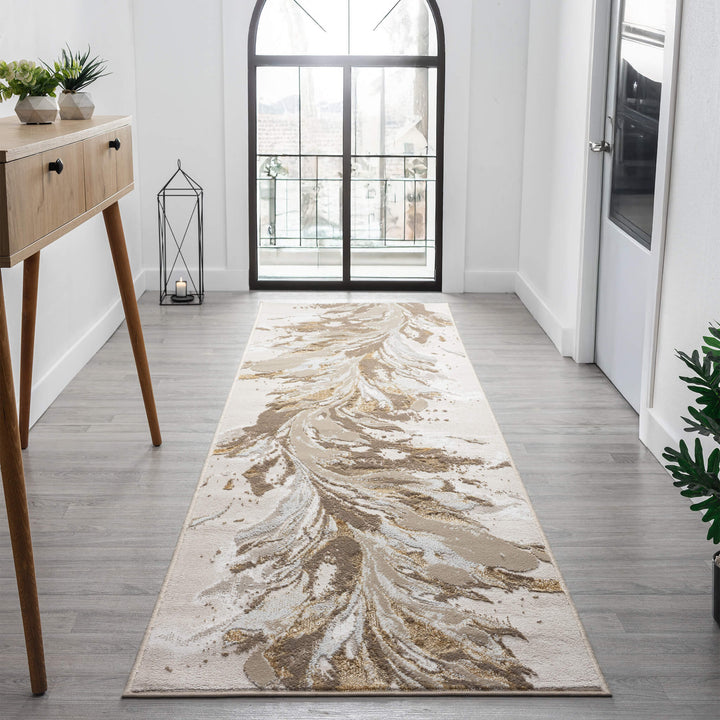 Aurelia Marbled Gold Runner Rug