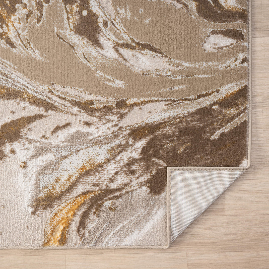 Aurelia Marbled Gold Runner Rug