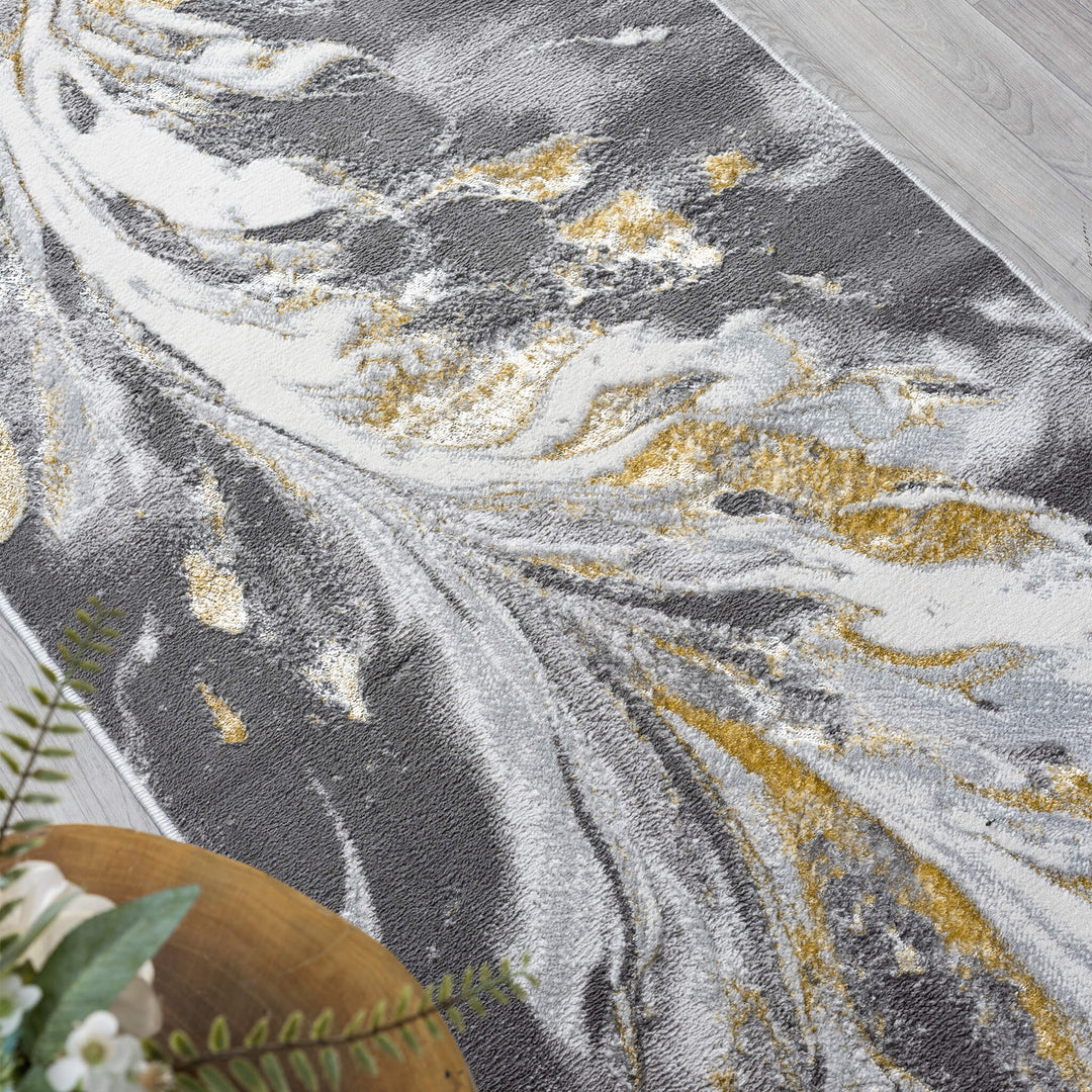 Aurelia Marbled Slate Runner Rug