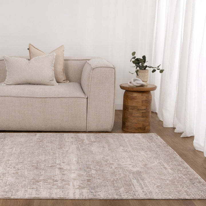 Solenne Beige & Blue Distressed Vintage Rug