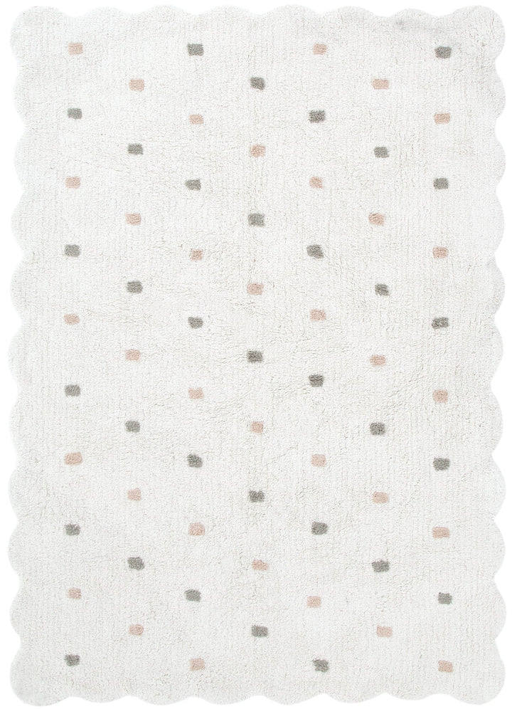 Mellow Rectangle Scalloped Kids Rug White & Multi