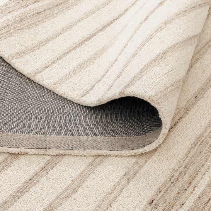 Praia Stripes Ivory Beige Wool Rug