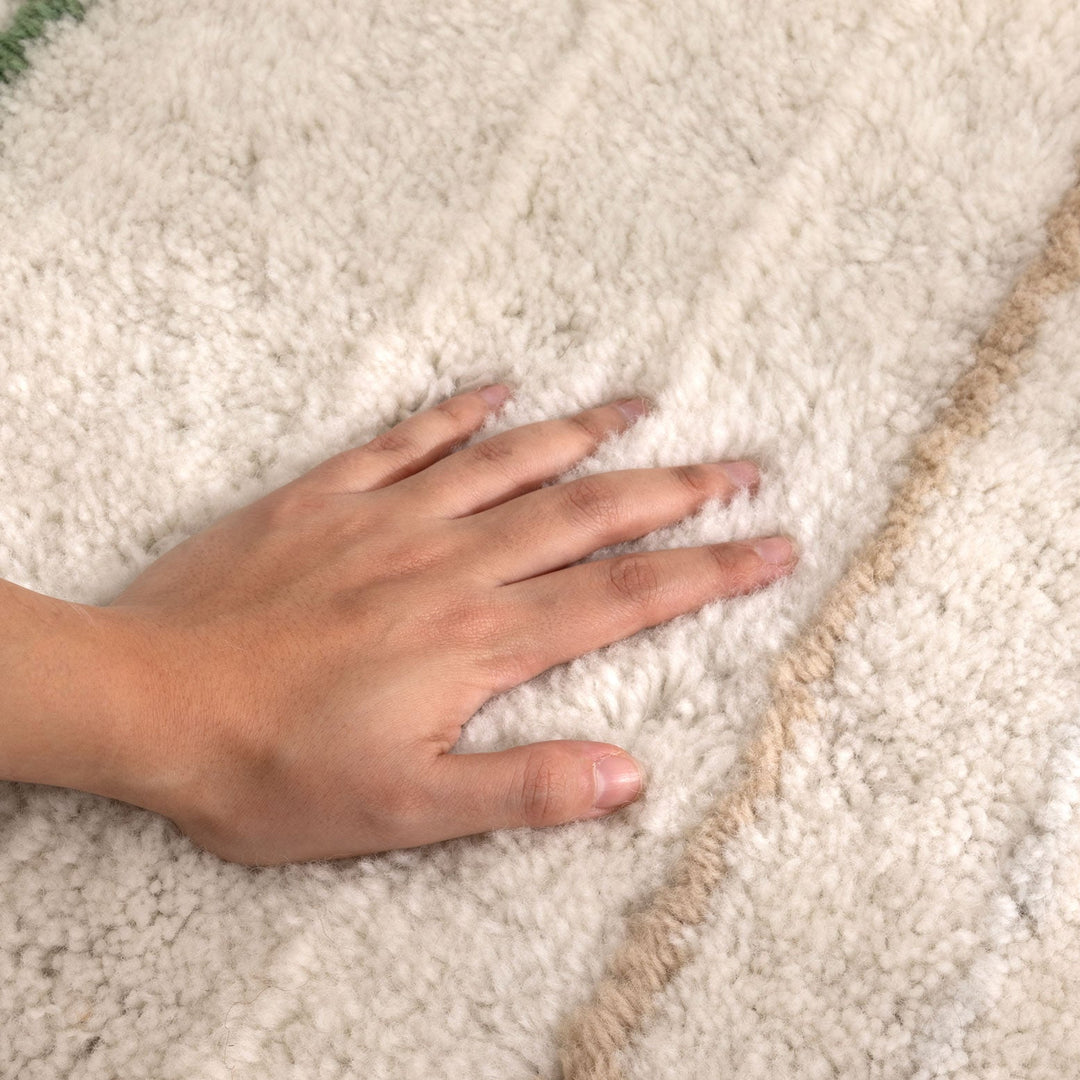 Highlands Olive Stripe Washable Wool Rug