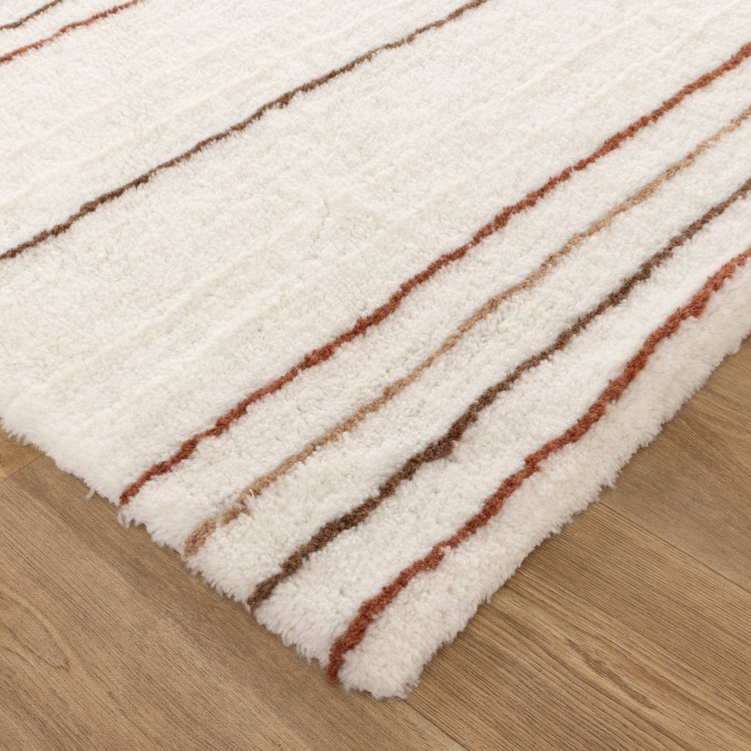Highlands Terracotta Stripe Washable Wool Rug
