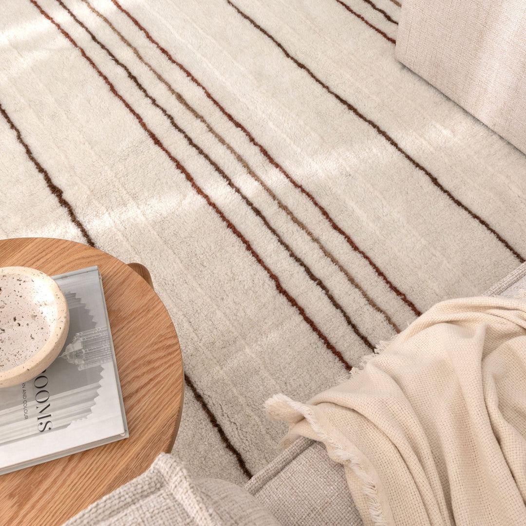 Highlands Terracotta Stripe Washable Wool Rug