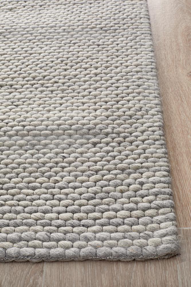 Studio Oskar Felted Wool Striped Rug Grey