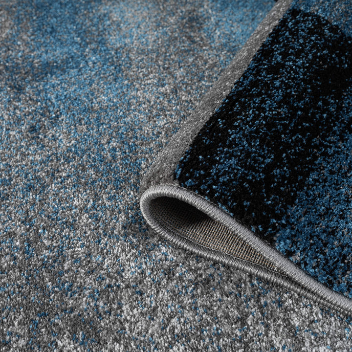 Metro Grid Block Blue Runner Rug