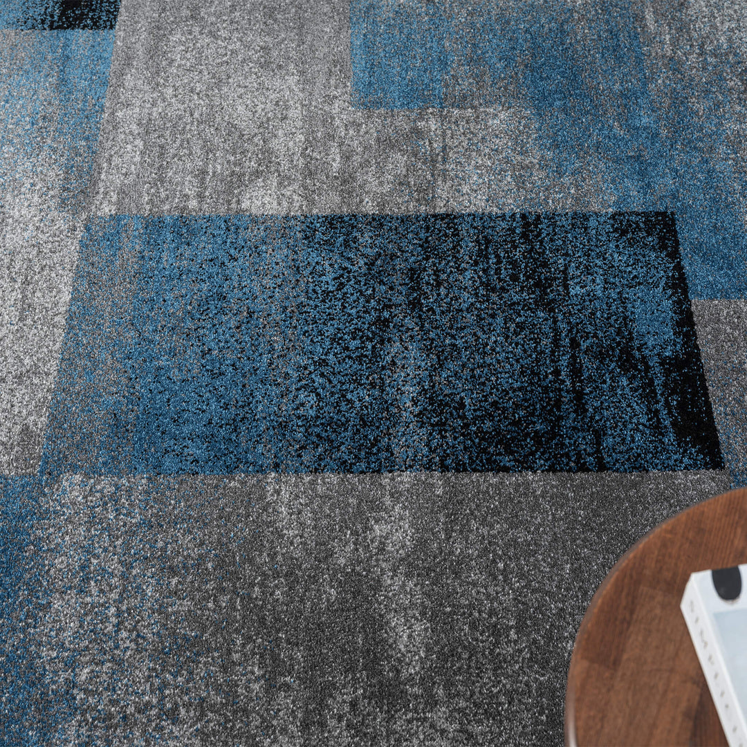 Metro Grid Block Blue Rug