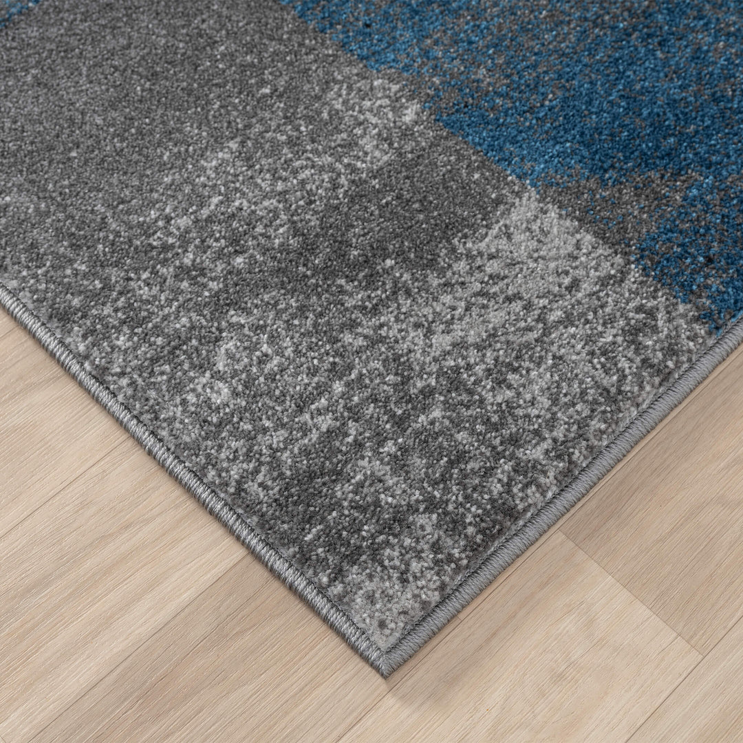 Metro Grid Block Blue Rug