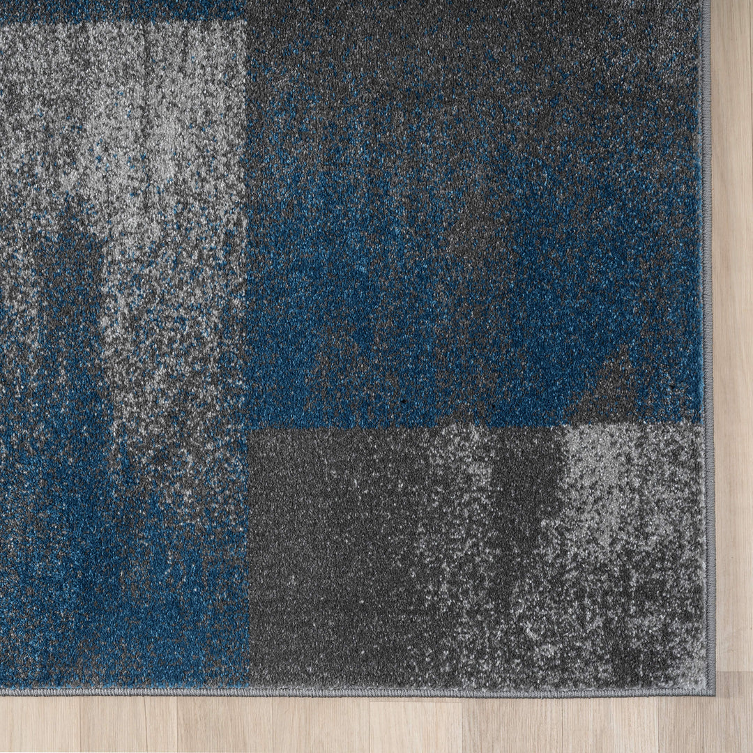 Metro Grid Block Blue Rug