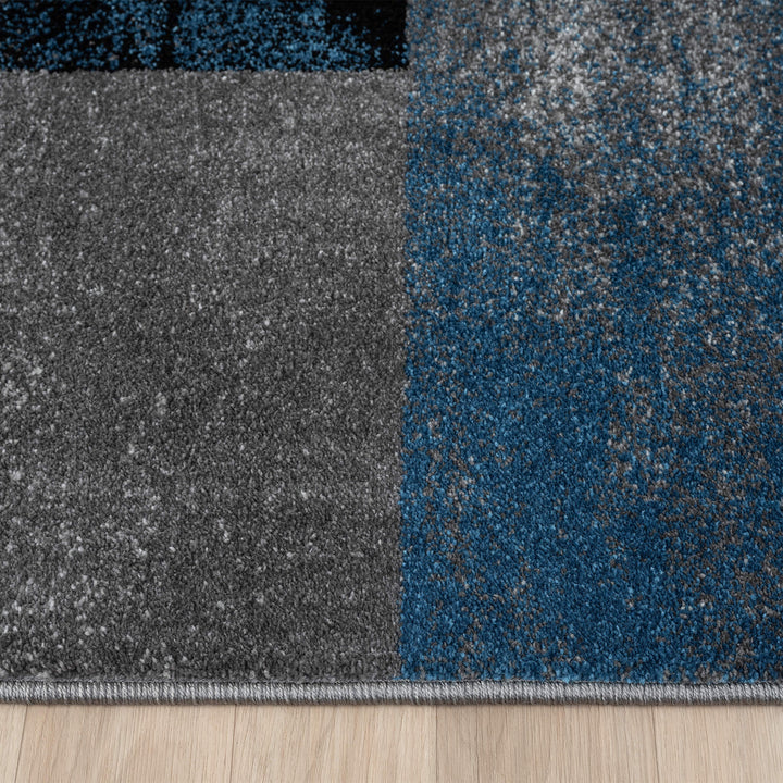 Metro Grid Block Blue Rug
