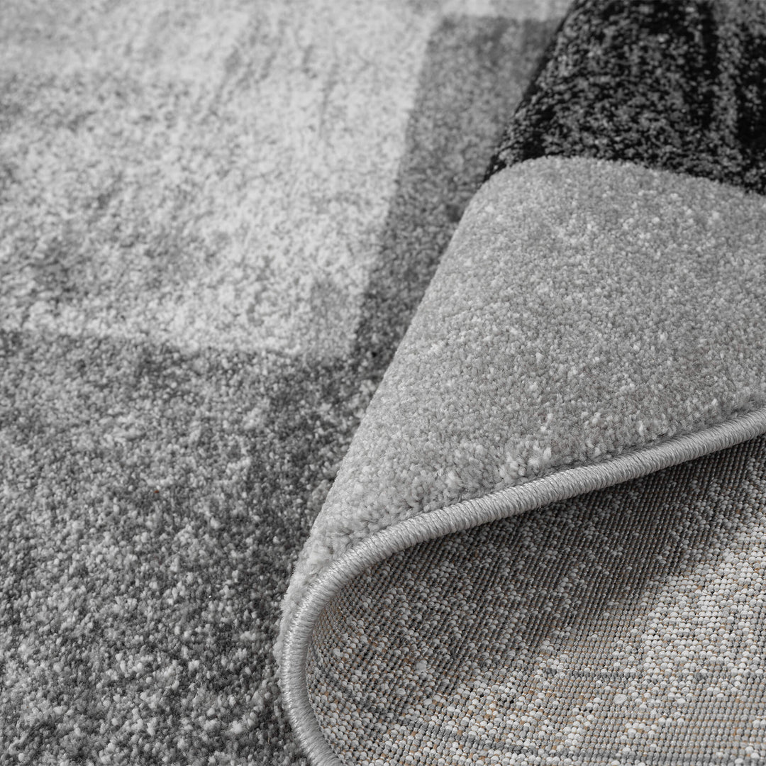 Metro Grid Block Grey Round Rug