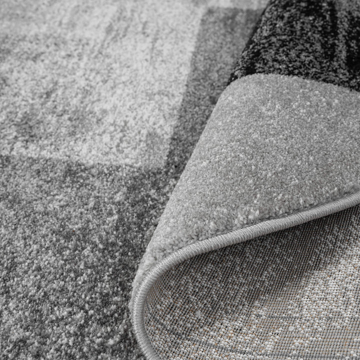 Metro Grid Block Grey Round Rug