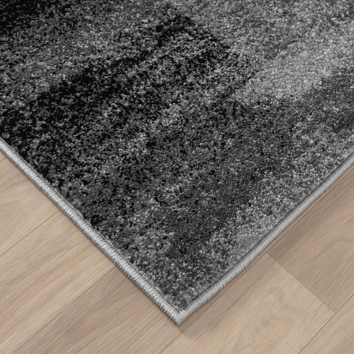 Metro Grid Block Grey Runner Rug