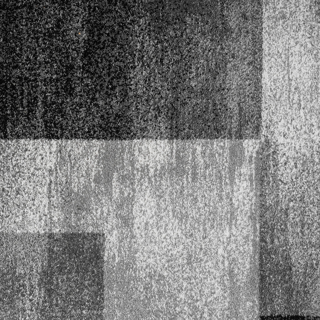 Metro Grid Block Grey Runner Rug