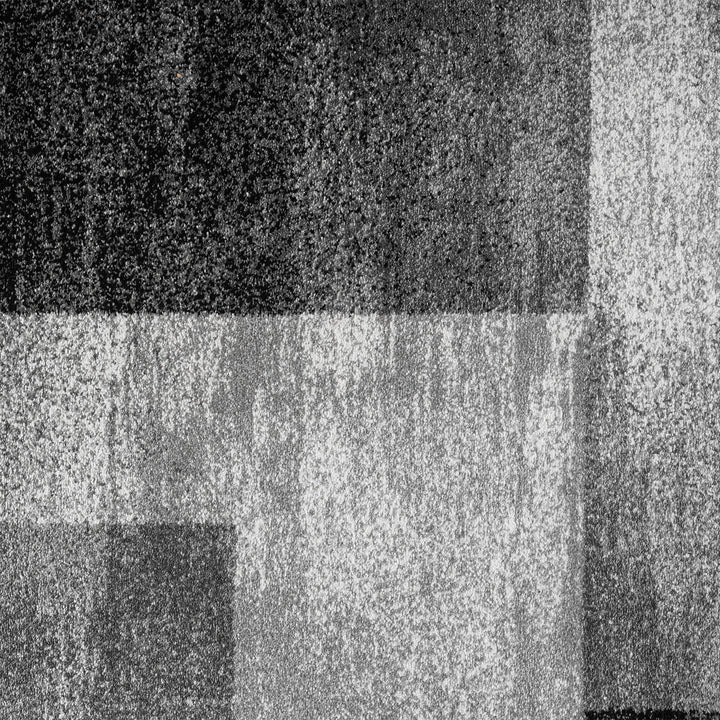 Metro Grid Block Grey Runner Rug