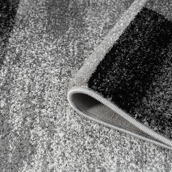 Metro Grid Block Grey Runner Rug