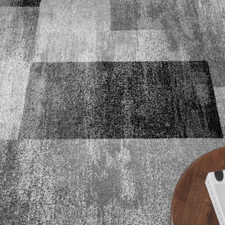 Metro Grid Block Grey Rug
