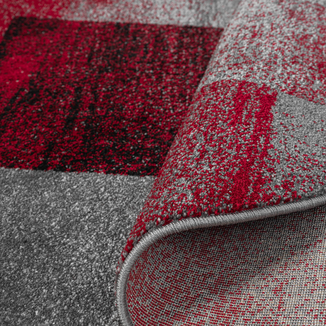 Metro Grid Block Red Round Rug