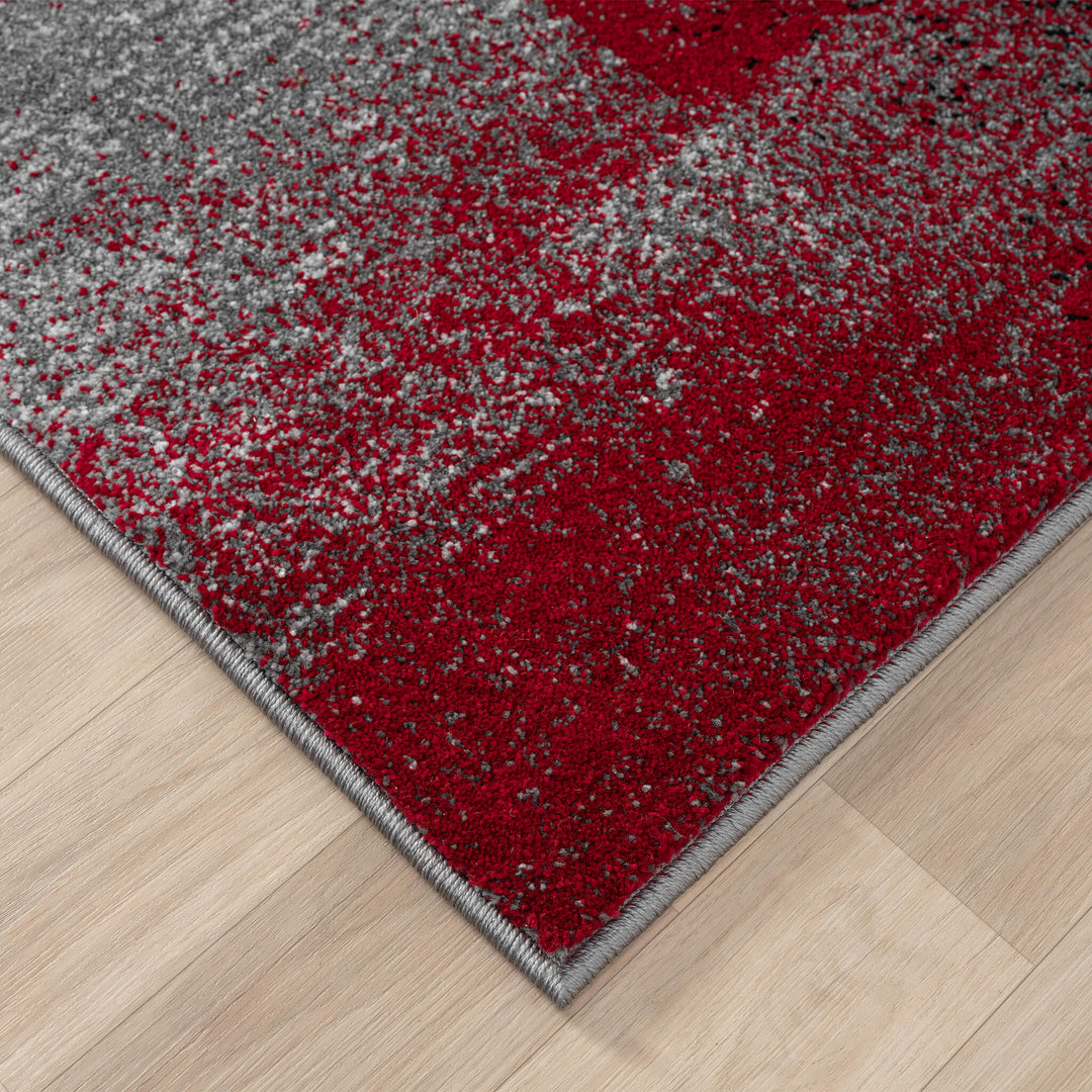 Metro Grid Block Red Rug