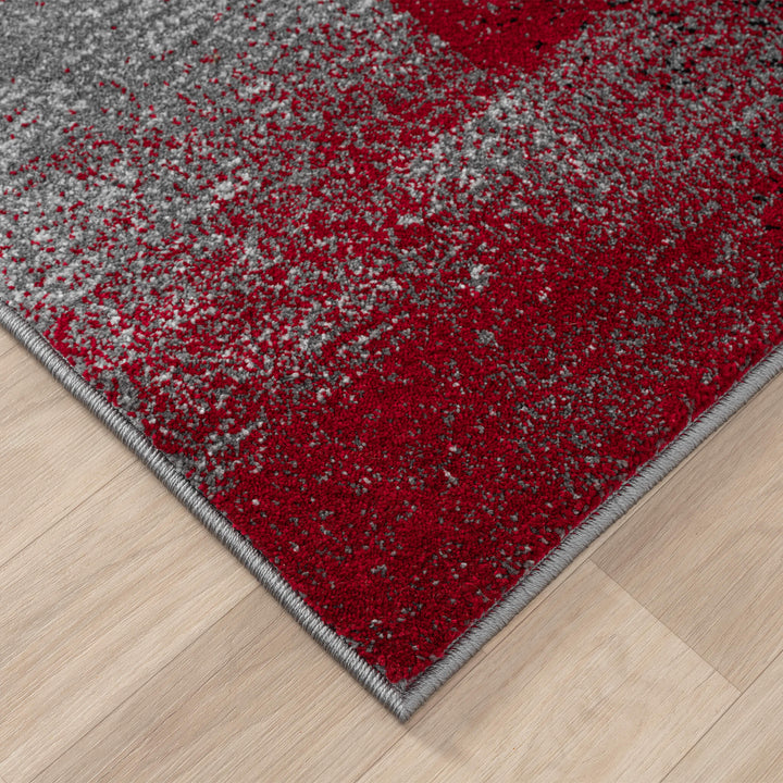 Metro Grid Block Red Rug