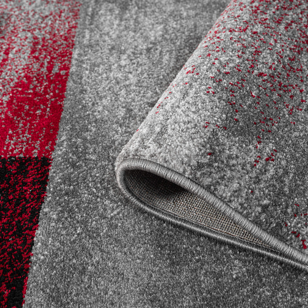 Metro Grid Block Red Rug