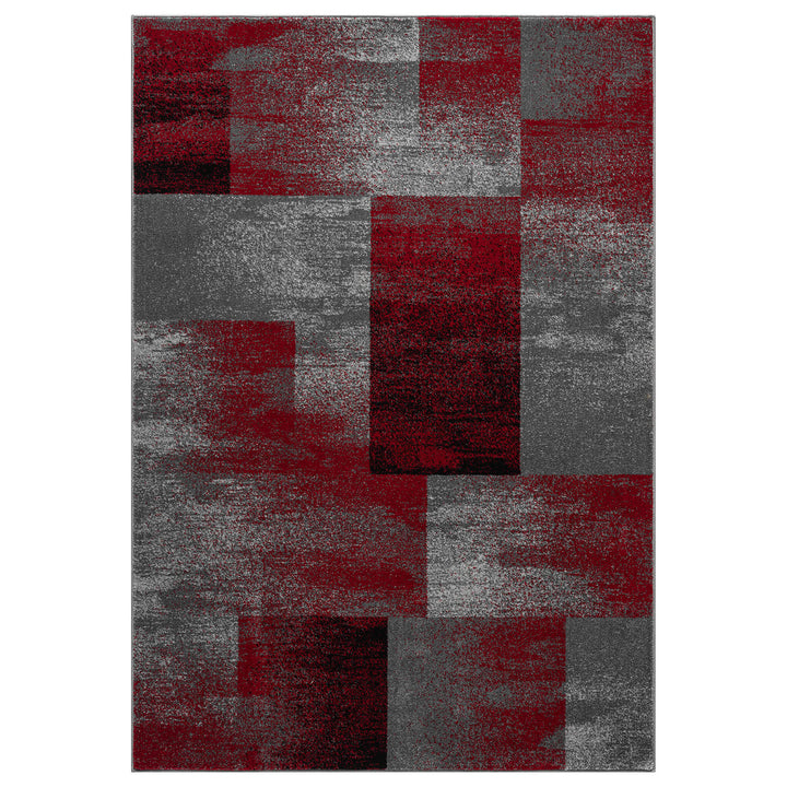 Metro Grid Block Red Rug