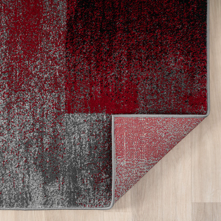 Metro Grid Block Red Rug