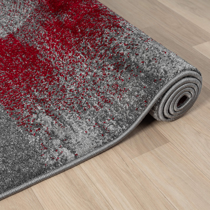 Metro Grid Block Red Rug
