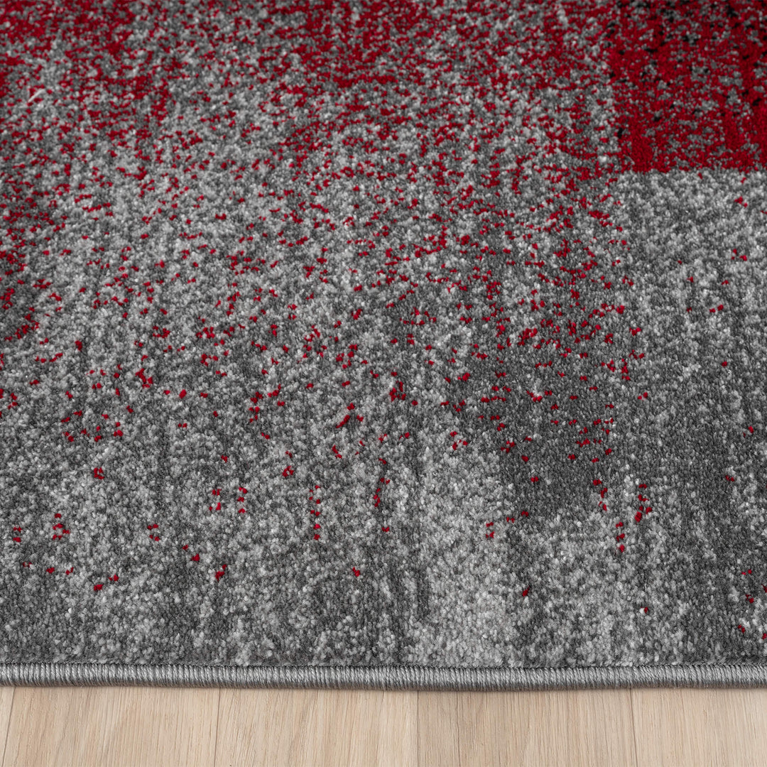 Metro Grid Block Red Rug