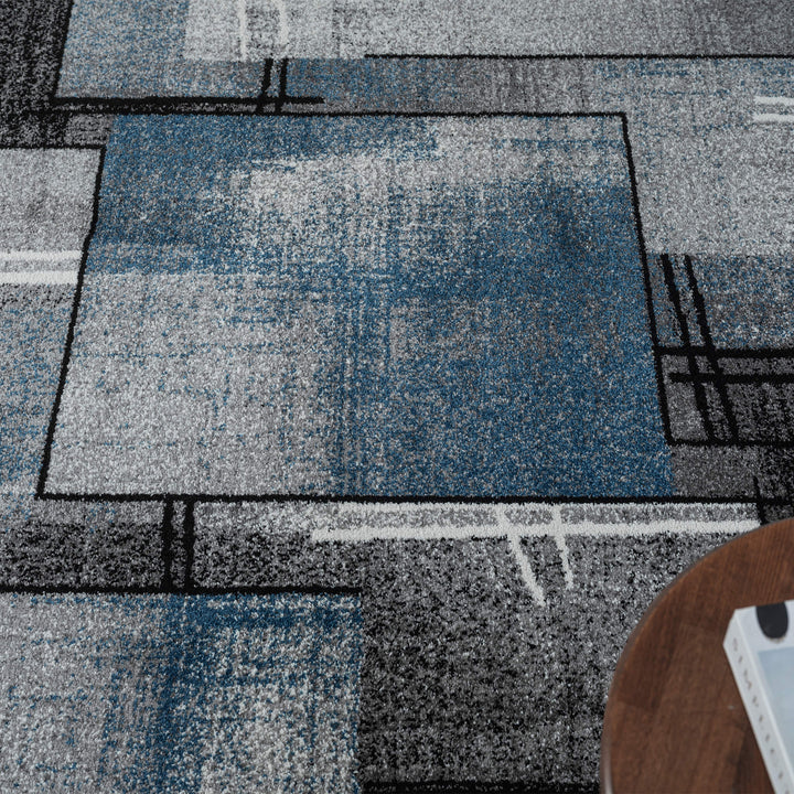 Metro Grid Linework Blue Rug