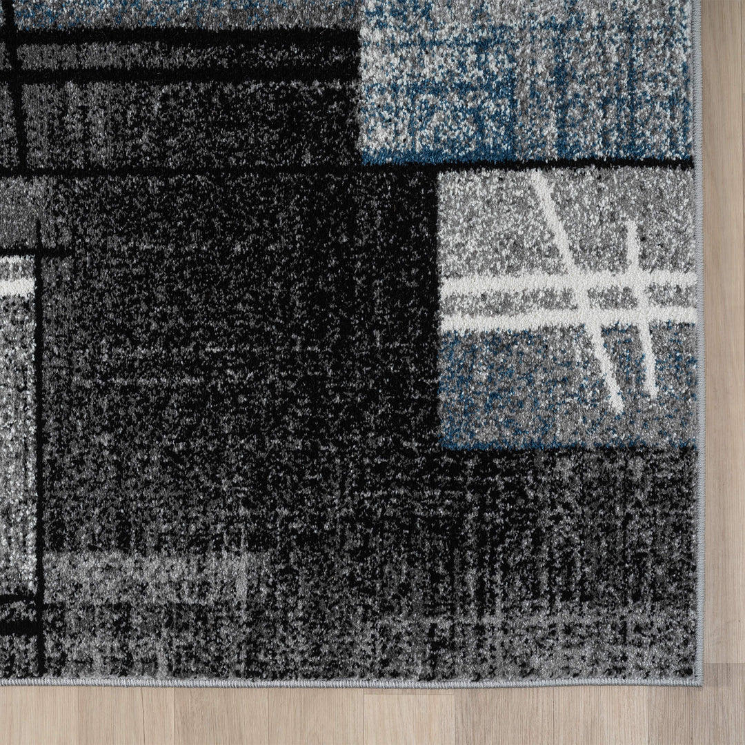 Metro Grid Linework Blue Rug