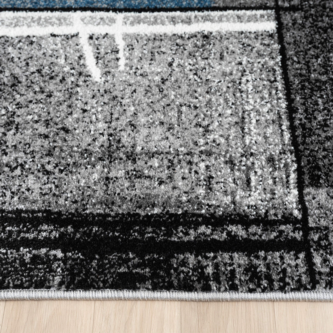 Metro Grid Linework Blue Rug