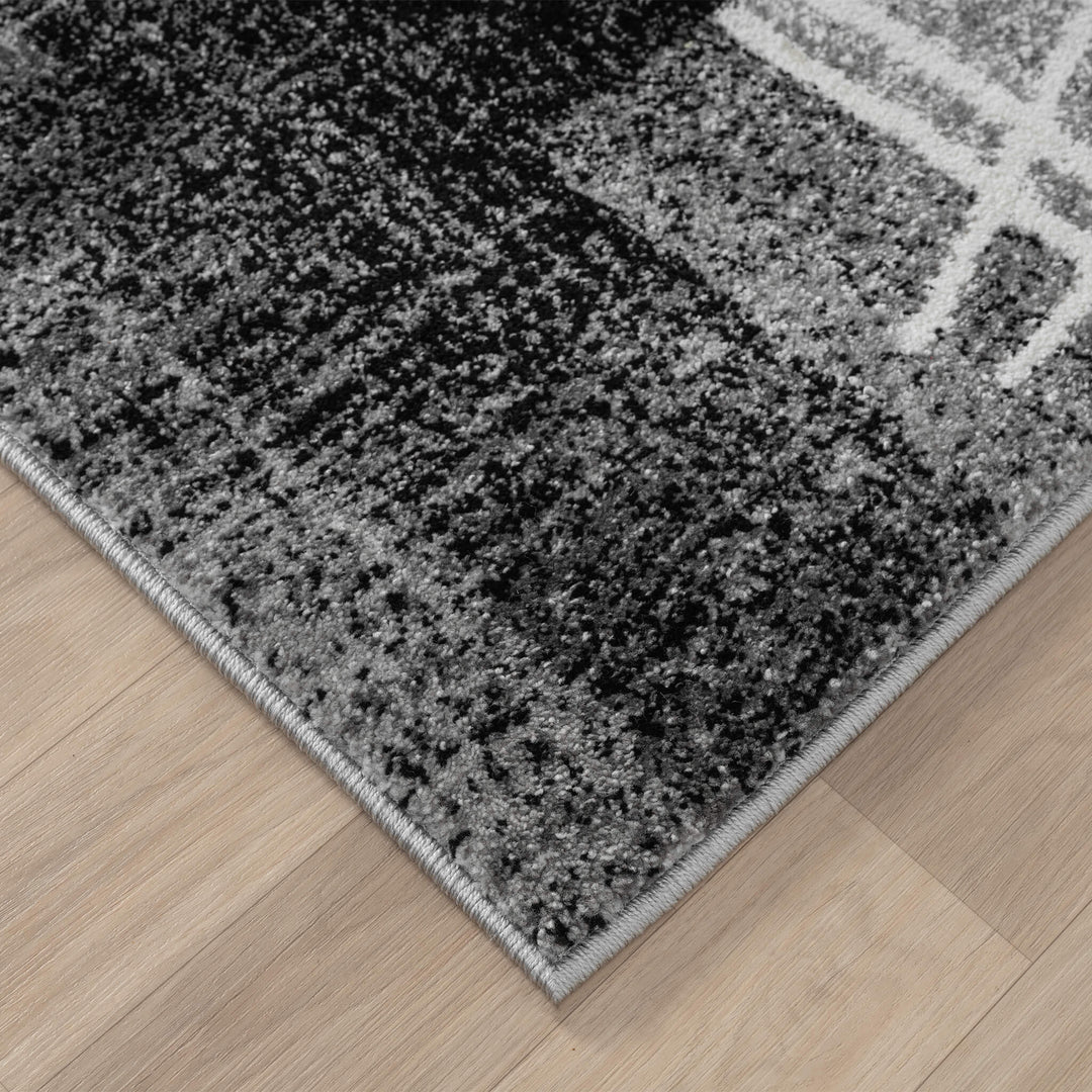 Metro Grid Linework Grey Runner Rug