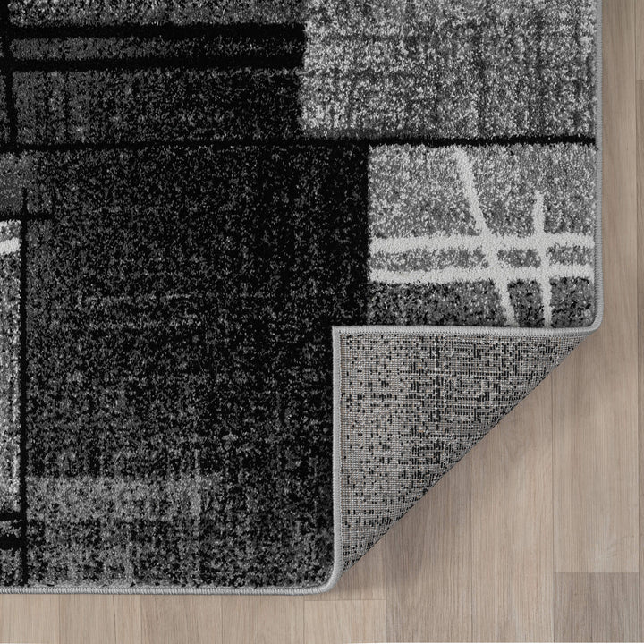 Metro Grid Linework Grey Runner Rug