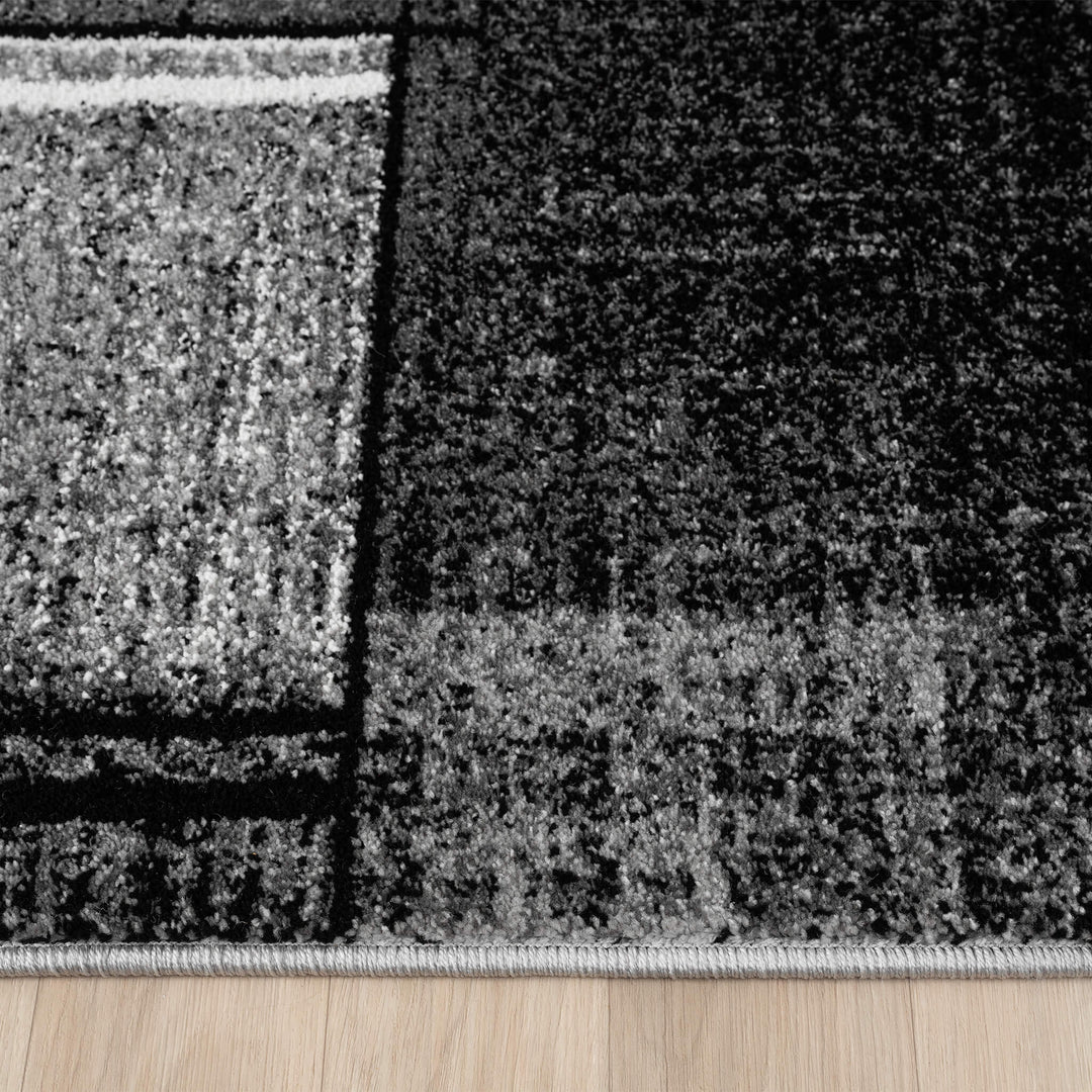 Metro Grid Linework Grey Runner Rug