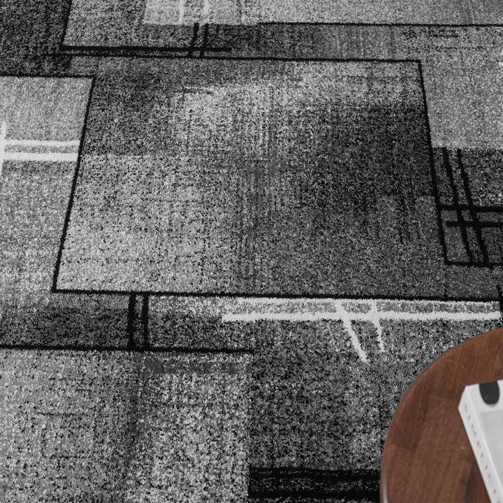 Metro Grid Linework Grey Rug