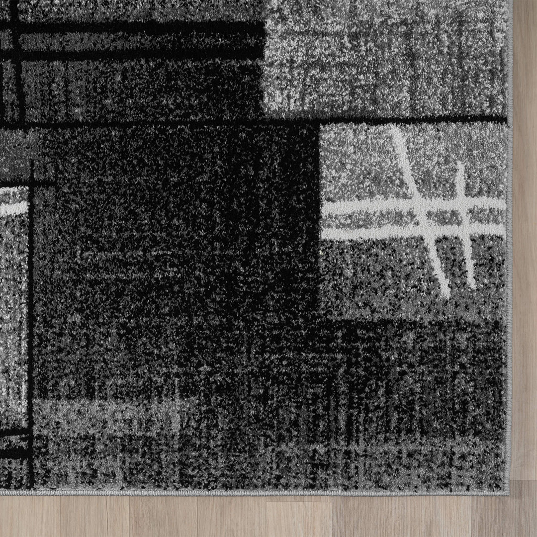 Metro Grid Linework Grey Rug