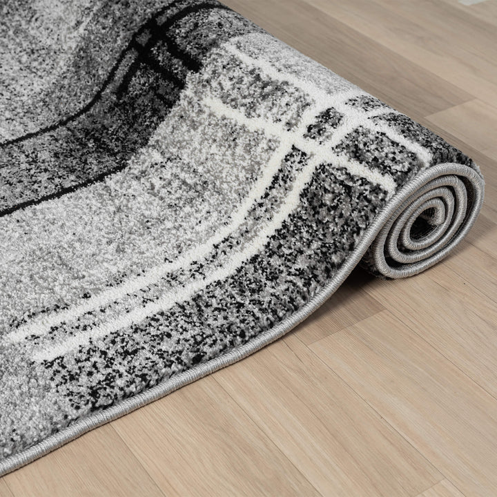 Metro Grid Linework Grey Rug