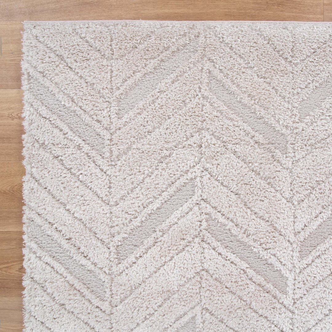 Tender Chevron Beige Shag Rug