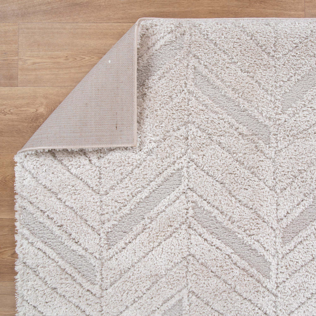 Tender Chevron Beige Shag Rug