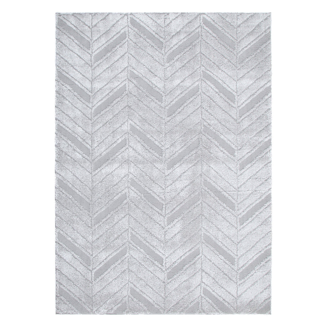 Tender Chevron Silver Shag Rug