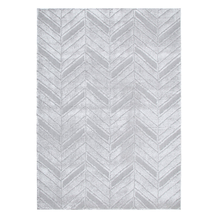 Tender Chevron Silver Shag Rug