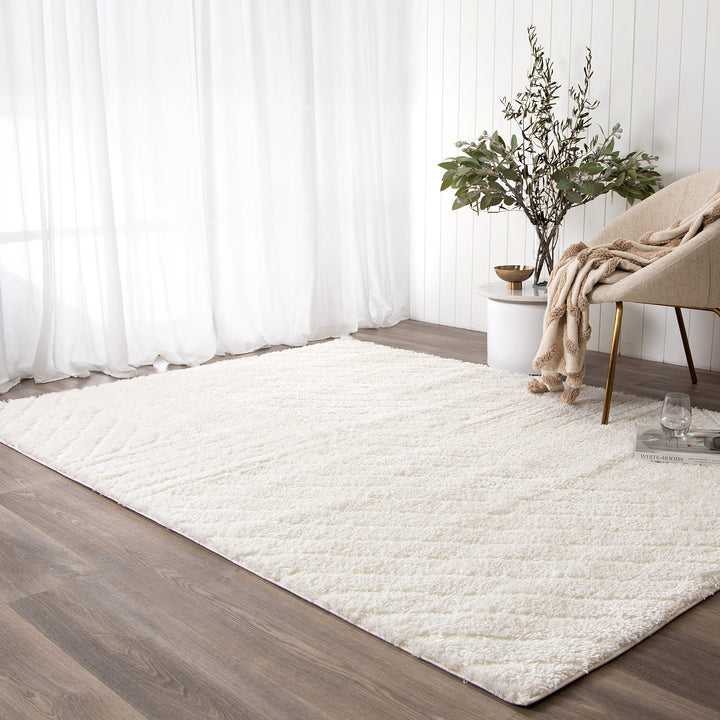 Tender Modern Cream Shag Rug